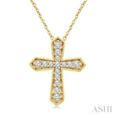 .15CTRD DM PETITE CROSS PD YG 10K-G+CH*